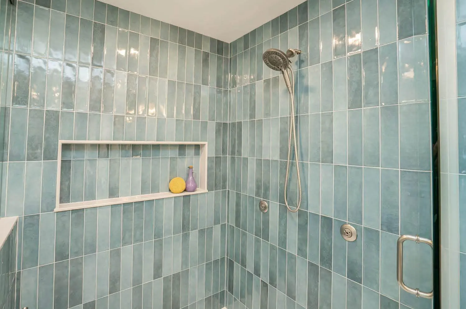 Sea-green shower corner